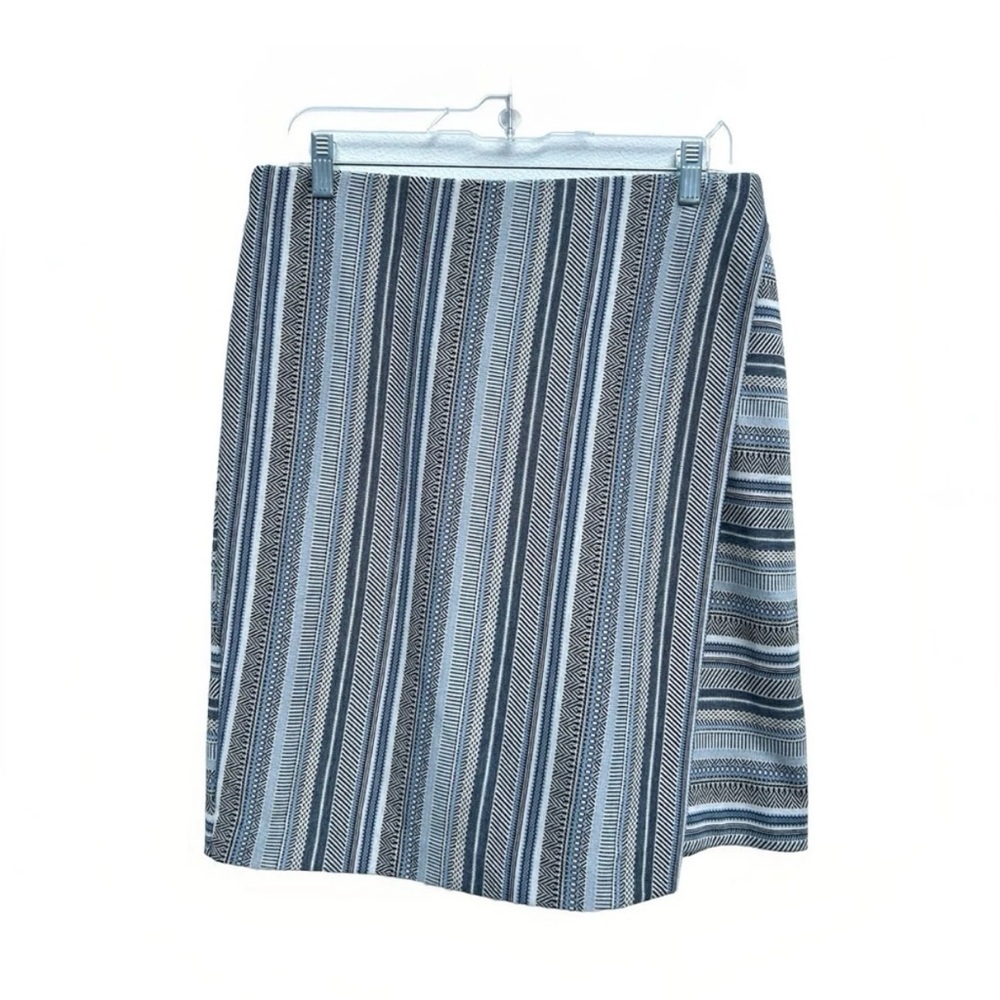 NEW J Jill Skirt Women S Striped Pull On Knit Faux Wrap Blue Multi Work Office